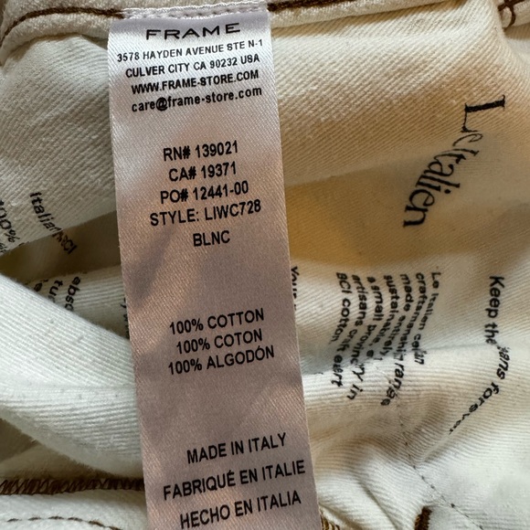 Frame Denim -Le Italien  Wide Leg Crop Ivory Size 26 Retail $236 - Picture 7 of 10